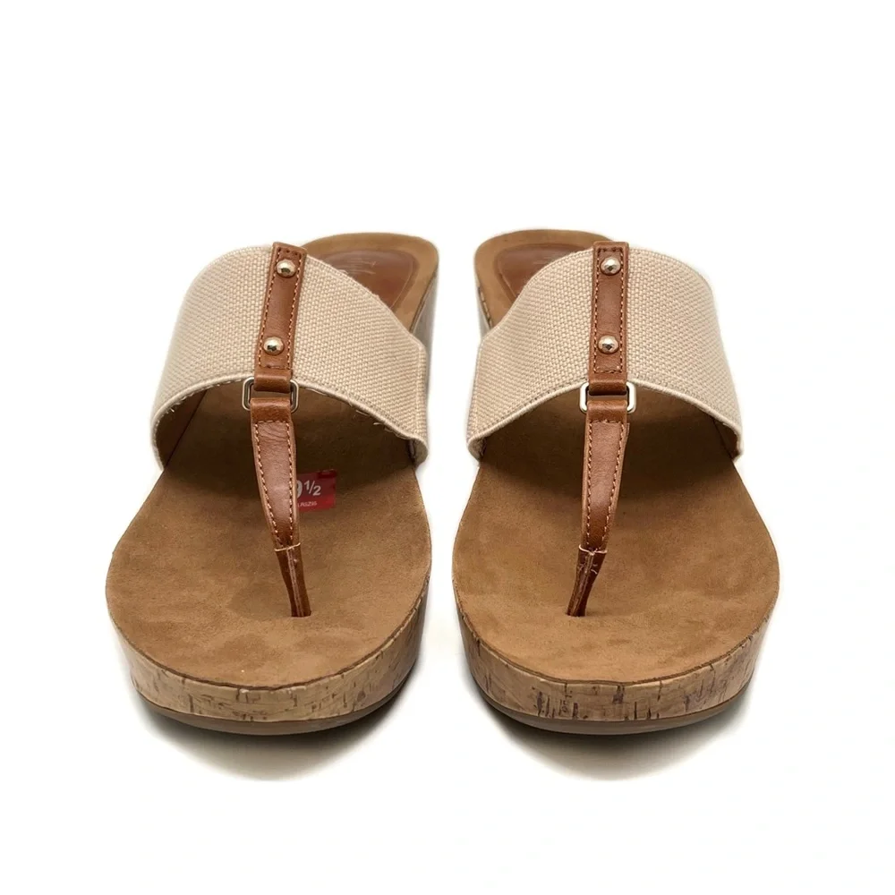 Style & Co Wedge Thong Piperr Cork Sandal Light Taupe Size 10 - Picture 5 of 14